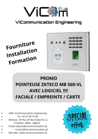 PROMO 2025 , POINTEUSE BIOMETRIQUE FACIALE / EMPREINTE / CARTE (58 Wilaya)  Fourniture/Installation