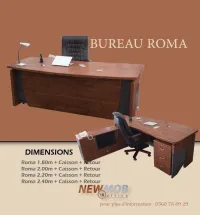 BUREAU PDG ROMA 1.80M 2.00M 2.20M EN MDF AVEC CAISSON ET RETOUR 