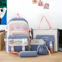 Ensemble de sacs décole Kawaii pour adolescents 5 pièces  Xin Pin Shang Bleu محفظة 5 قطع كاواي أزرق