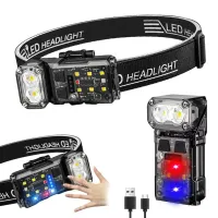 Lampe frontale LED magnétique et Rechargeable rotatives à 90 degrés