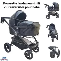 Poussette landau en simili cuir réversible pour bébé - Bébé Love