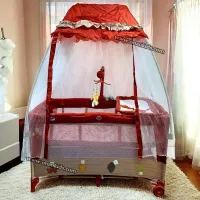 Lit parc style Tente balançoire et musical pour bébé - Pingouin