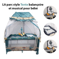 سرير-lit-parc-style-tente-balancoire-et-musical-pour-bebe-pingouin-دار-البيضاء-الجزائر