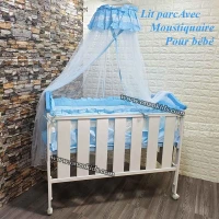 Lit parc cododo 2en1 en bois avec moustiquaire pour bébé | Mini Pouce