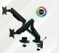 VORTEX VRX54-C024HL - SUPPORT DOUBLE ÉCRAN -17" À 35" - RGB - 2 x 15KG -FIXATION BUREAU -VESA 75/100
