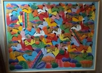 Une toile tahitienne ancienne 80s signé