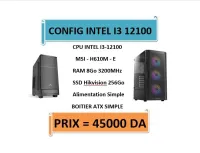 CONFIG Intel I3-12100 / MSI H610M-E / 8GO 3200MHz / SSD 256Go