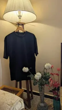 T-shirt over says 