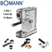 Machine À Café À Bras Bomann 4en1 En Inox 19Bars 1450W ES 1198 CB