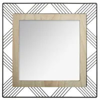 Miroir "Joe", métal et bois, noir, 45x45 cm