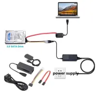 Adaptateur Convertisseur 3 en 1 USB 2.0 to SATA IDE avec Alimentation pour HDD 3.5" 2.5" Graveur DVD