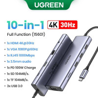 cables-adaptateurs-adaptateur-hub-ugreen-10-in-1-usb-c-type-to-hdmi-vga-rj45-sdtf-3-usb30-pd-audio-35mm-saoula-alger-algerie