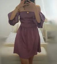 Robe italienne courte en satin mauve (S/M) 