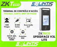 Terminal de contrôle d'accès et pointage ZKTeco Speedface V3L-LITE, Faciale et carte