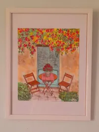 Tableau paysage pastel - Fait main - Encadré 