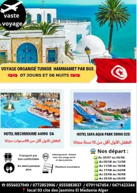 Voyage organise Hammamet par bus 7jours en demi pension deux hotel aux choix a partire de 44990 dzd 