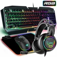 Pack 4 In 1: Clavier Gamer-Souris Gamer-Casque -Tapis Anti-Dérapant CLS-MKH500 Spirite Of Gamer