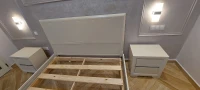 Kit chambre a coucher parents en bois hêtre couleur blanc cassé 