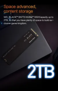 Western Digital SSD M.2 2280 PCIe 4.0 NVMe WD_Black SN770 2 To 5150Mbps/4850Mbps POUR PC & PS5 