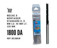 Mèche à mortaiser standard D. 8 mm Lu. 45 mm Q8 mm pour bois rotation à droite - 301.508.00 - Leman