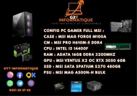 CONFIG PC GAMER FULL MSI : I5-14GEN/RTX3050G/16GB