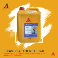 PLASTIFIANT ACCÉLÉRATEUR DE DURCISSEMENT BÉTON SIKA PLASTOCRETE 160 5KG