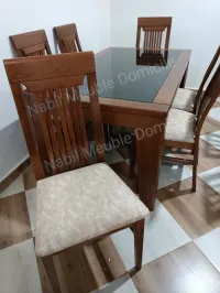 Table 100% hêtre 160x95 cm avec 6 chaises 