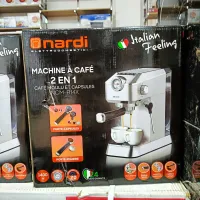 NARDI Machine a café a bras 2en1 Café moulu et capsules 20 bars full inox 2 tasses 1400w