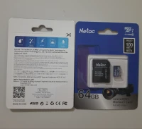 Carte MicroSDXC Netac 64 Gb C10 A1 V30 100Mb/s.