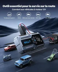 Booster Batterie Voiture 5000A, 6-in-1 Démarreur Batterie Voiture avec Compresseur 150PSI