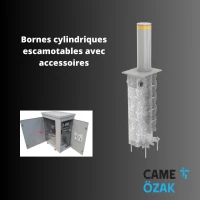 Bornes de sécurité cylindriques escamotables avec accessoires 