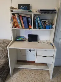 Bureau blanc Bois rouge très Robuste