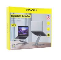 AWEI X25 SUPPORT POUR ORDINATEUR PORTABLE - ALUMINIUM - FLEXIBLE - ANTIDÉRAPANT - GRIS MÉTALLISÉ -