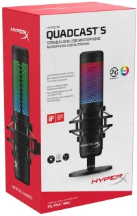 Hyper X QuadCast S Microphone autonome - quatre diagrammes polaires - rétroéclairage RGB