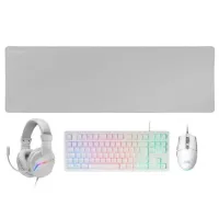 MARS GAMING MCP-RGB3W - COMBO 4en1 CLAVIER + SOURIS + CASQUE + TAPAIS - 3200 DPI - GAMING RGB -WHITE
