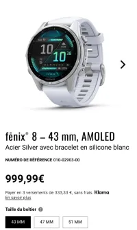 Garmin fenix 8 amoled saphir 43 mm
