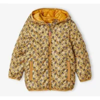 Vertbaudet Doudoune Fille avec Capuche &ndash; Petite fleure &ndash; Moutarde