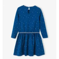 Vertbaudet Robe Fille Imprimée Étoiles Irisées - Bleu Canard