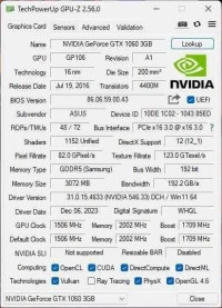 ASUS GTX 1060 3GB GDDR5