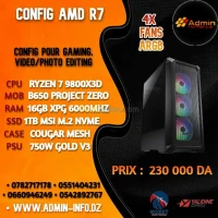 CONFIG AMD R7 - RYZEN 7 9800X3D - B650 PROJECT ZERO - 16GB 6000MHZ - 1TB M.2 - 700W - COUGAR MESH 2