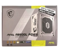 ALIMENTATION MSI MAG A850GL 850W - SUPPORT GPU PCIE 5 - 80 PLUS GOLD - MODULAIRE ATX 3.0 - FDB 120MM