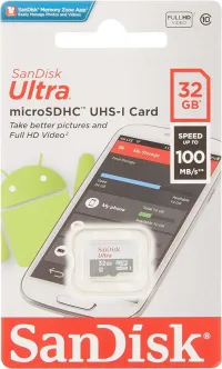 SanDisk Ultra Carte Mémoire MicroSDHC - Classe 10 - 32 Go - UHS I - 100 MB/S