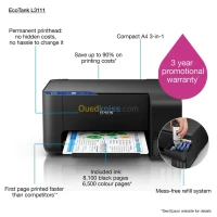 Imprimante Epson EcoTank L3111 Multifonction 3-En-1 Réservoir D'encre Couleur
