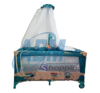 Lit parapluie avec matelas orthopédique et tour de lit