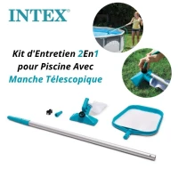 Kit d'Entretien et Nettoyage 2 En 1 Pour Piscine Avec Manche Télescopique - INTEX