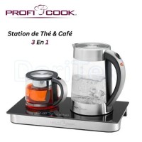 Station Thé et Café 3 en 1 2200 W Bouilloire 1,7 L et Carafe 0,8 L en Verre Tactile Proficook PC-TKS 1056