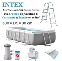 Piscine Hors Sol Rectangulaire 300x175x80cm Prism Frame avec Pompe De Filtration et échelle - INTEX