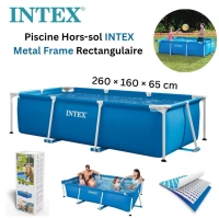 Piscine Hors Sol Metal Frame Rectangulaire 260x160x65 cm Familiale Facile à monter 