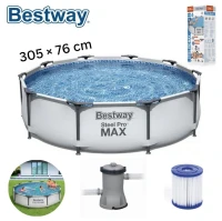 Piscine Hors Sol Ronde 305 x 76 cm Avec Pompe de Filtration et Cartouche Steel Pro Max - Bestway
