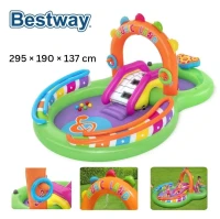 Piscine et Toboggan Gonflable 295x190x137cm - Centre et Espace de Jeux Pour Enfants Bestway